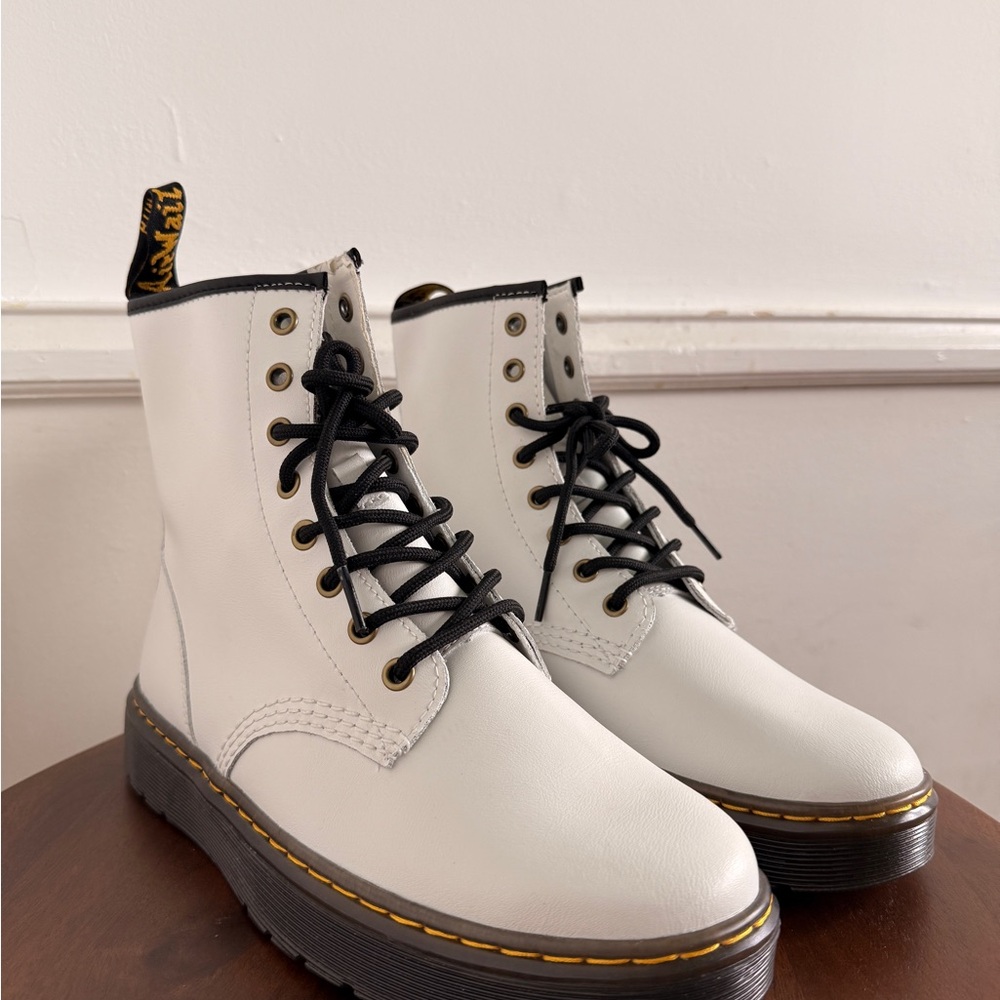 Dr. Martens White Leather Combat Boots